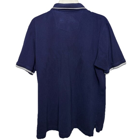 Robert Graham Men XL Short Sleeve Navy Blue Polo Shirt Classic Fit Tipped Collar - Picture 4 of 5